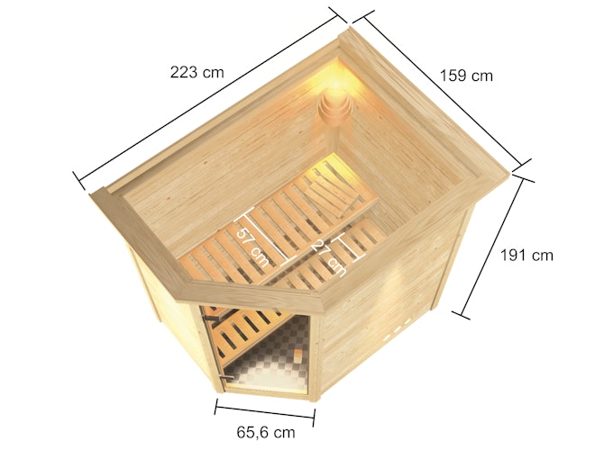 Karibu Woodfeeling Sauna Jella - 38 mm Massivholz Aktionssauna