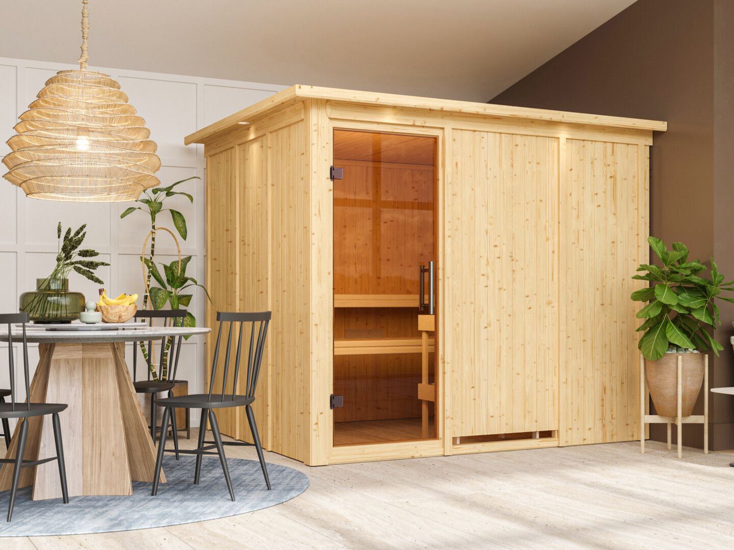 Wolff Finnhaus de luxe Sauna Xena mit Fronteinstieg 68 mm
