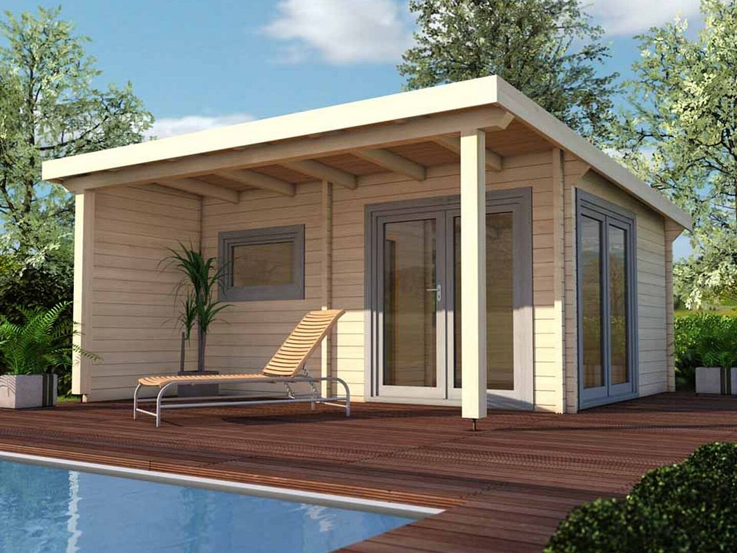 Massivholzsauna aus Blockbohlen, das Saunahaus Bella 1 von Infraworld