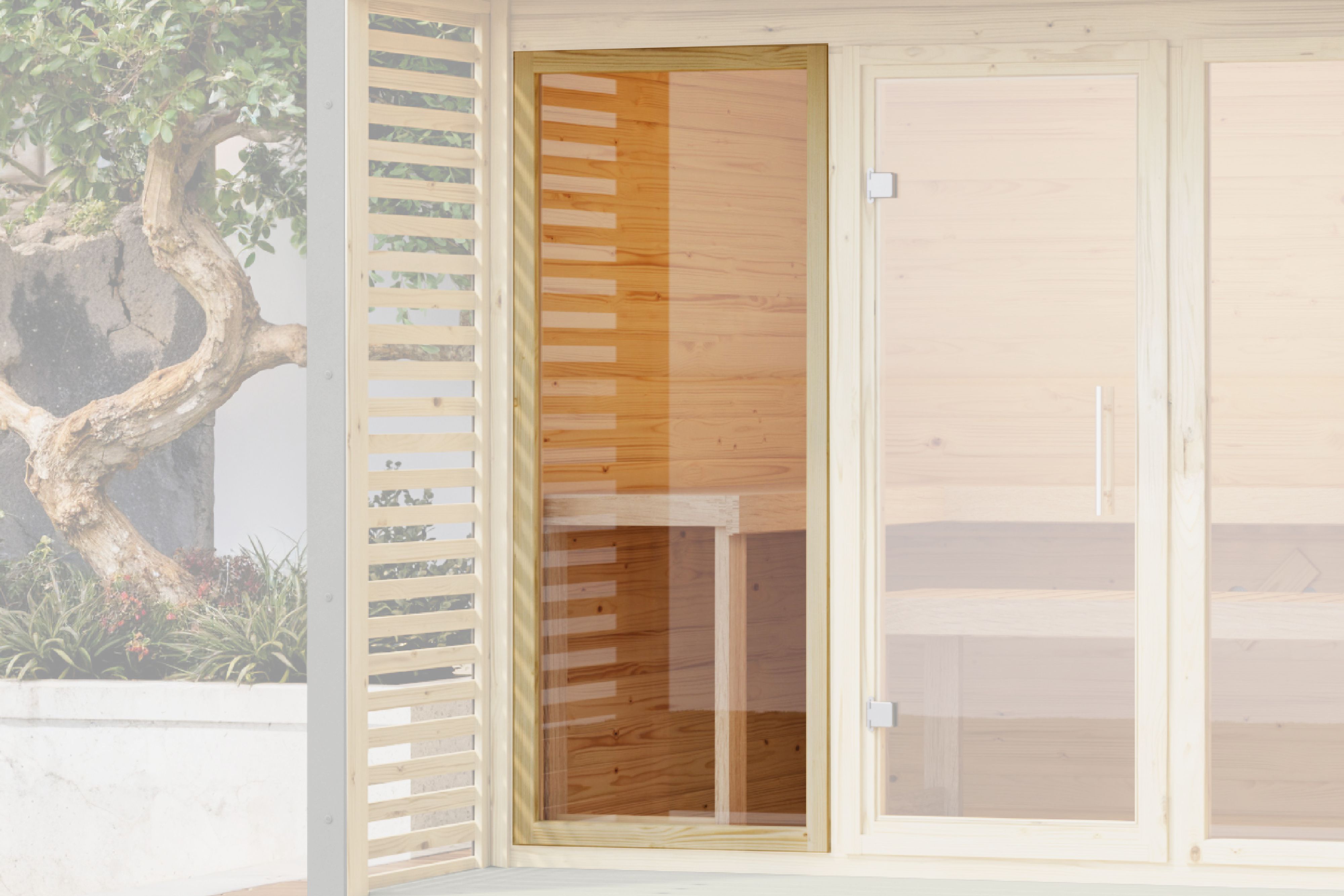 Karibu Saunafenster rechteckig für Außensaunen mit 38 mm Wandstärke