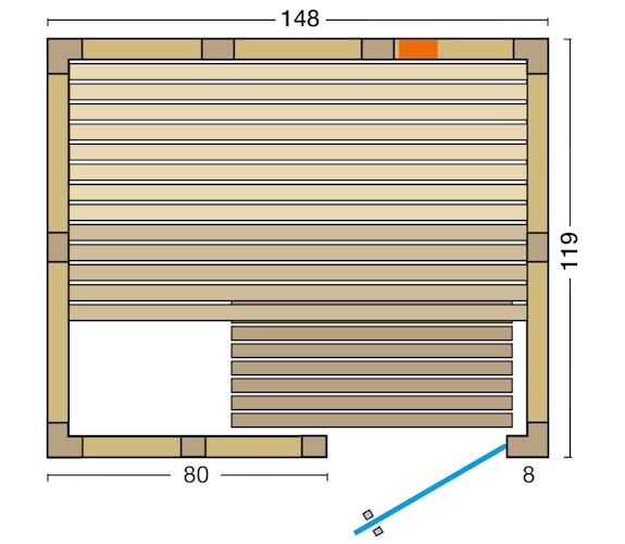 Infraworld Sauna Vitalis 148 Complete Set - 40 mm Massivholzsauna inkl. 5-teiligem gratis Zubehörset
