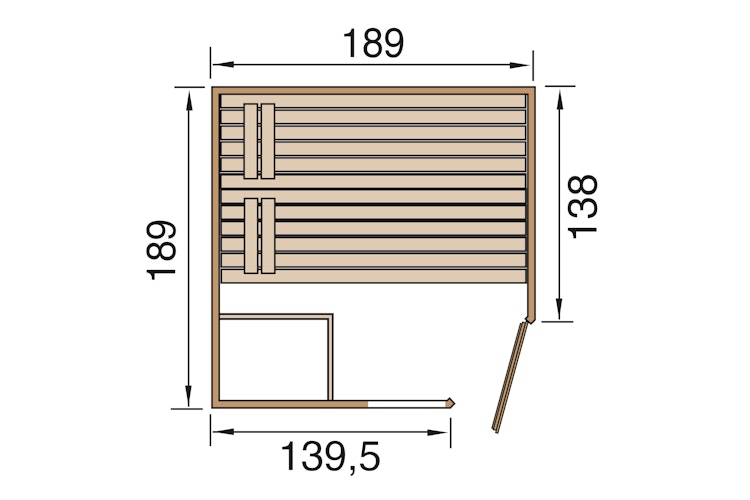 Weka Sauna Valida Eck Gr. 2 mit Glastür+Fenster - Massivholzsauna 38 mm
