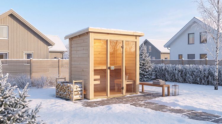 Weka Saunahaus Kaapi 1 mit Ganzglasfront - 40 mm inkl. gratis Sauna-Set im Wert von 70,99 €