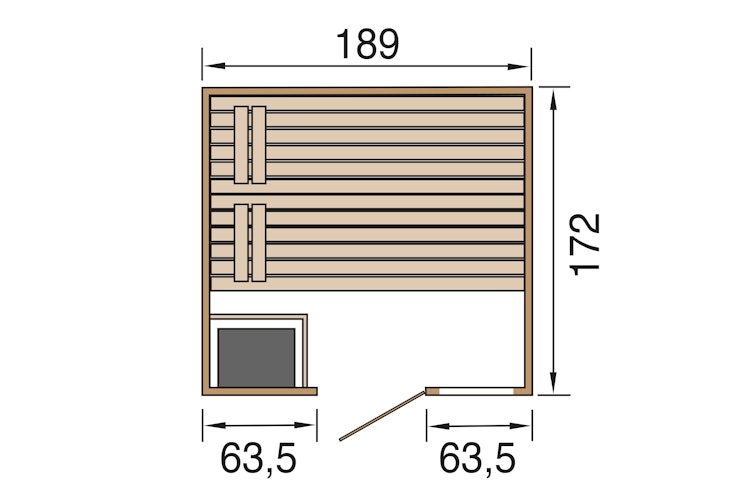 Weka Sauna Valida Plus mit Glastür/Fenster/9 kW Ofen