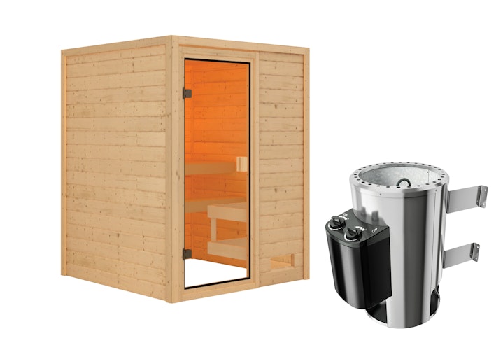 Karibu Woodfeeling Sauna Sandra - 38 mm Massivholz Aktionssauna - Aktionspreis bis 01.12.2025