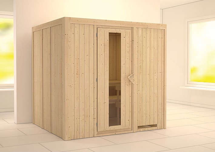 Karibu Sauna Sodin mit Fronteinstieg 68 mm Karibu Sauna Sodin mit Fronteinstieg 68 mm