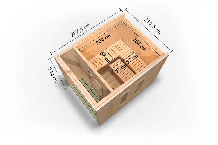 Karibu Design Saunahaus Laguna Blackline - 73 mm inkl. gratis Saunaofen im Wert von 599,99 €