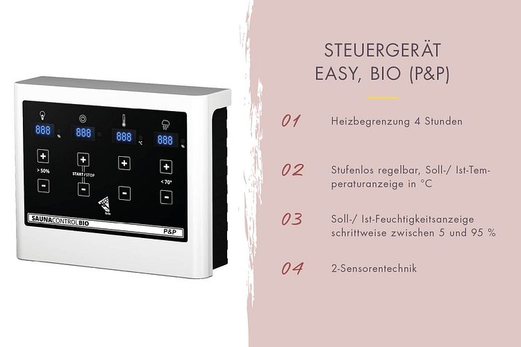 Karibu Plug & Play - Bio-Kombiofen 3,6 kW mit externer Steuerung Easy schwarz
