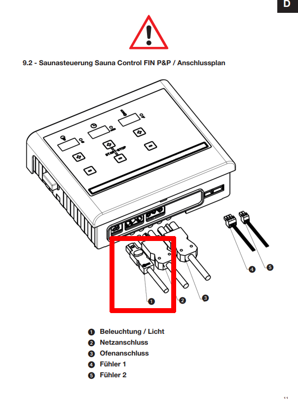 Karibu Ersatz Stecker mit Kabel für Plug&Play Saunaleuchte 086.50.010.52