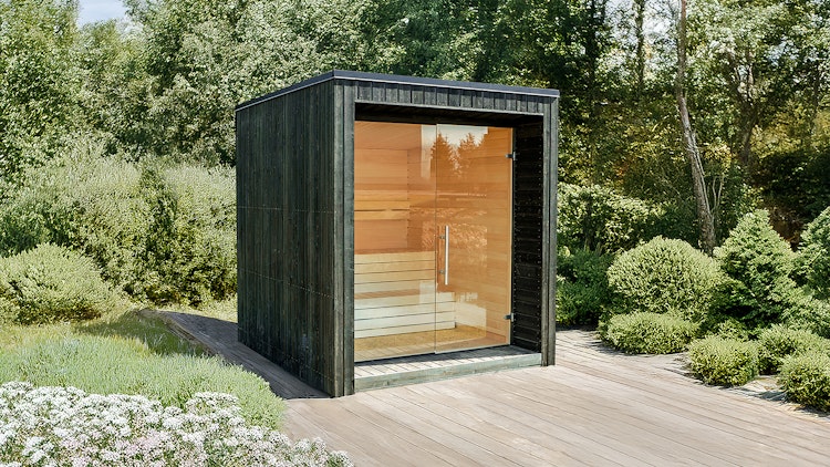 Weka Design Saunahaus Luua Cube mit Thermoholz - 175 mm (Lieferung vormontiert)