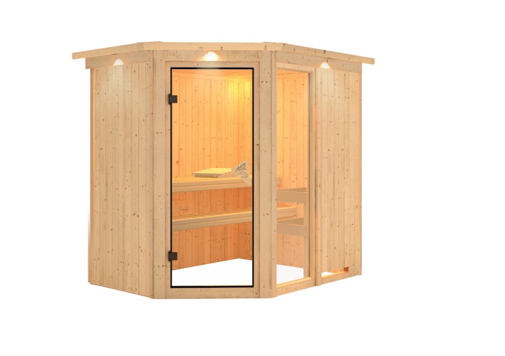 Karibu Sauna Fiona 1 mit Eckeinstieg 68 mm