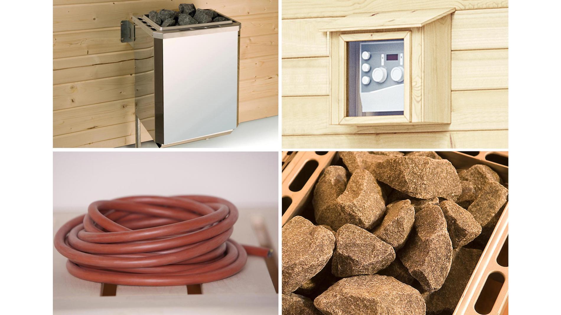 Weka Technikpaket 3 inkl. 9 kW Ofen, Saunasteine, Anschlusskabel und Steuergerät für Saunafass 198