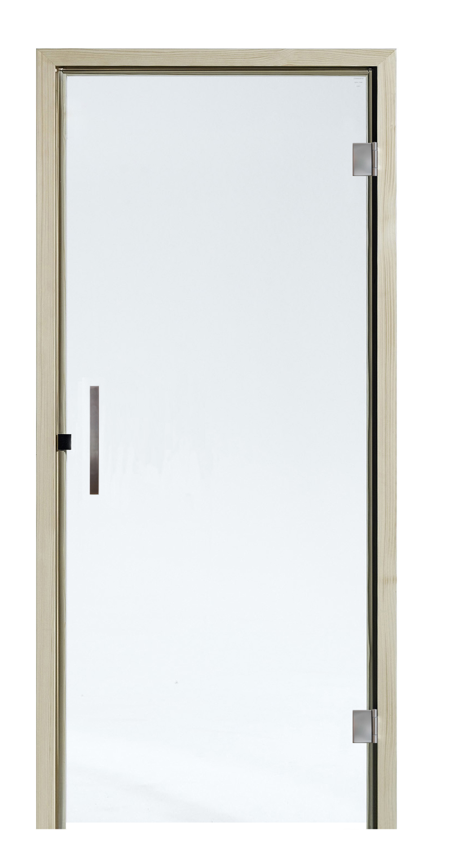 Infraworld Saunatür gewerblich mit Holzrahmen und Türgriff - 8 mm ESG (ohne Schwelle)