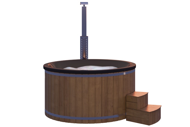 Wolff Finnhaus Badebottich Hot Tub Typ 5 Ø 225 cm mit Acrylwanne, Massagesystem, Luftsprudelsystem & LED-Beleuchtung