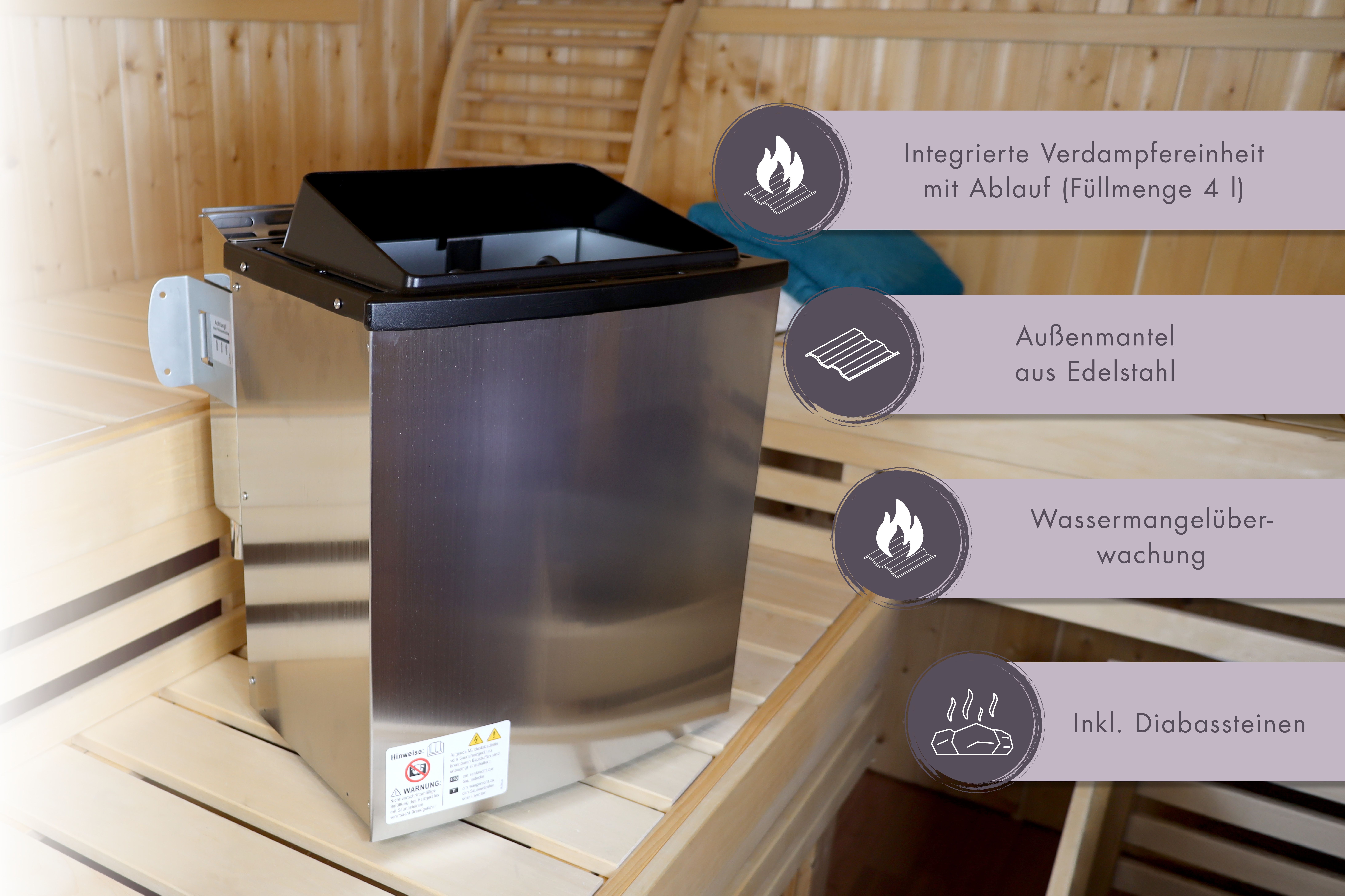 Karibu 11 kW Bio-Kombiofen Saunaofen anthrazit für externe Steuerung