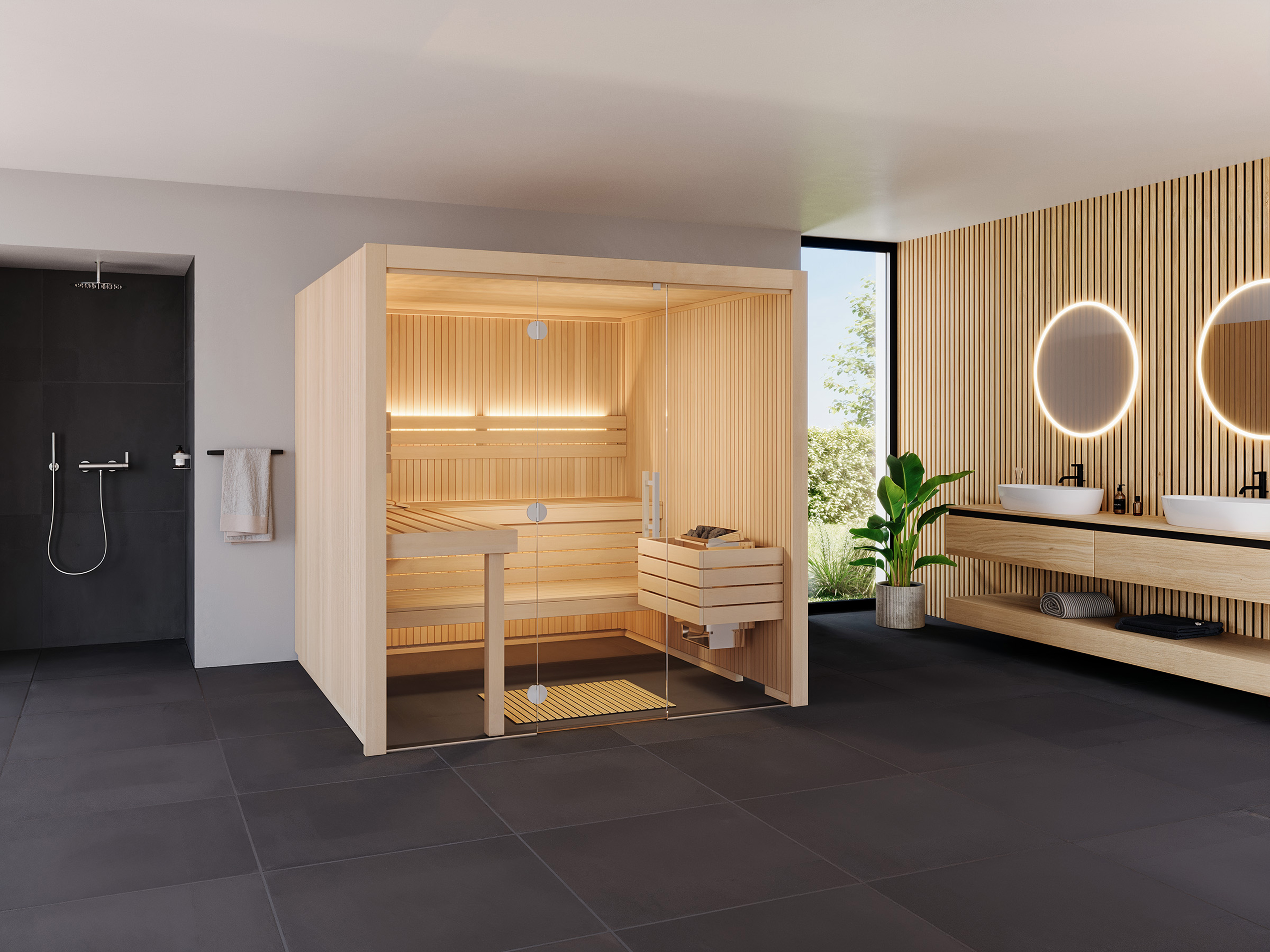 Infraworld Sauna Gracil 210 - 75 mm Elementsauna inkl. 5-teiligem gratis Zubehörset