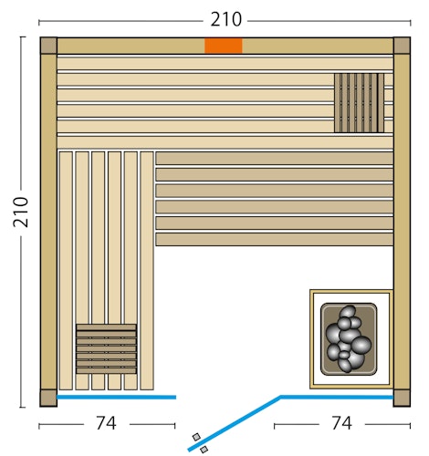 Infraworld Sauna Gracil Complete 210 - 75 mm Multifunktionssauna inkl. 5-teiligem gratis Zubehörset