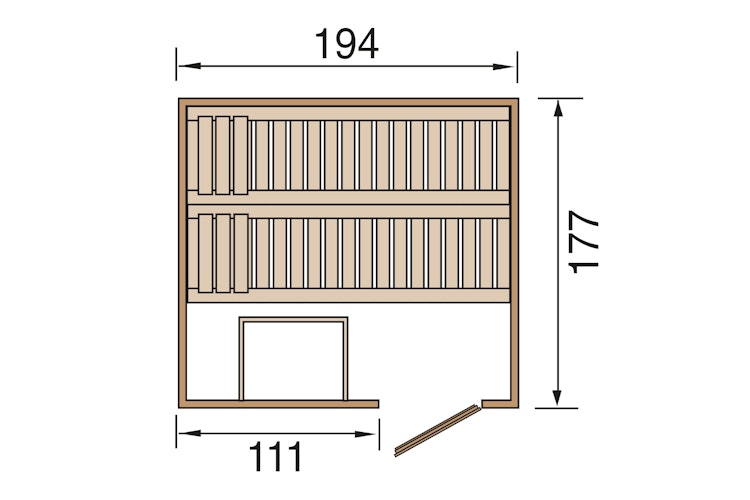 Weka Sauna Halmstad 2 mit Holztür und Fronteinstieg - 68 mm