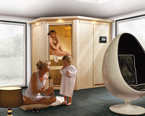 Karibu Sauna Saja - 68 mm Systemsauna - 230 Volt Plug & Play inkl. gratis 9 kW Bio-Saunaofen im Wert von 879,99 €