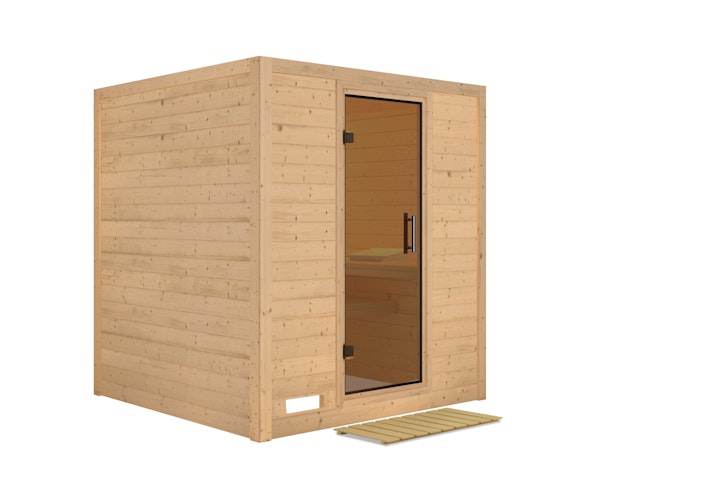 Karibu Sauna Mojave - Massivholzsauna mit Fronteinstieg 38 mm