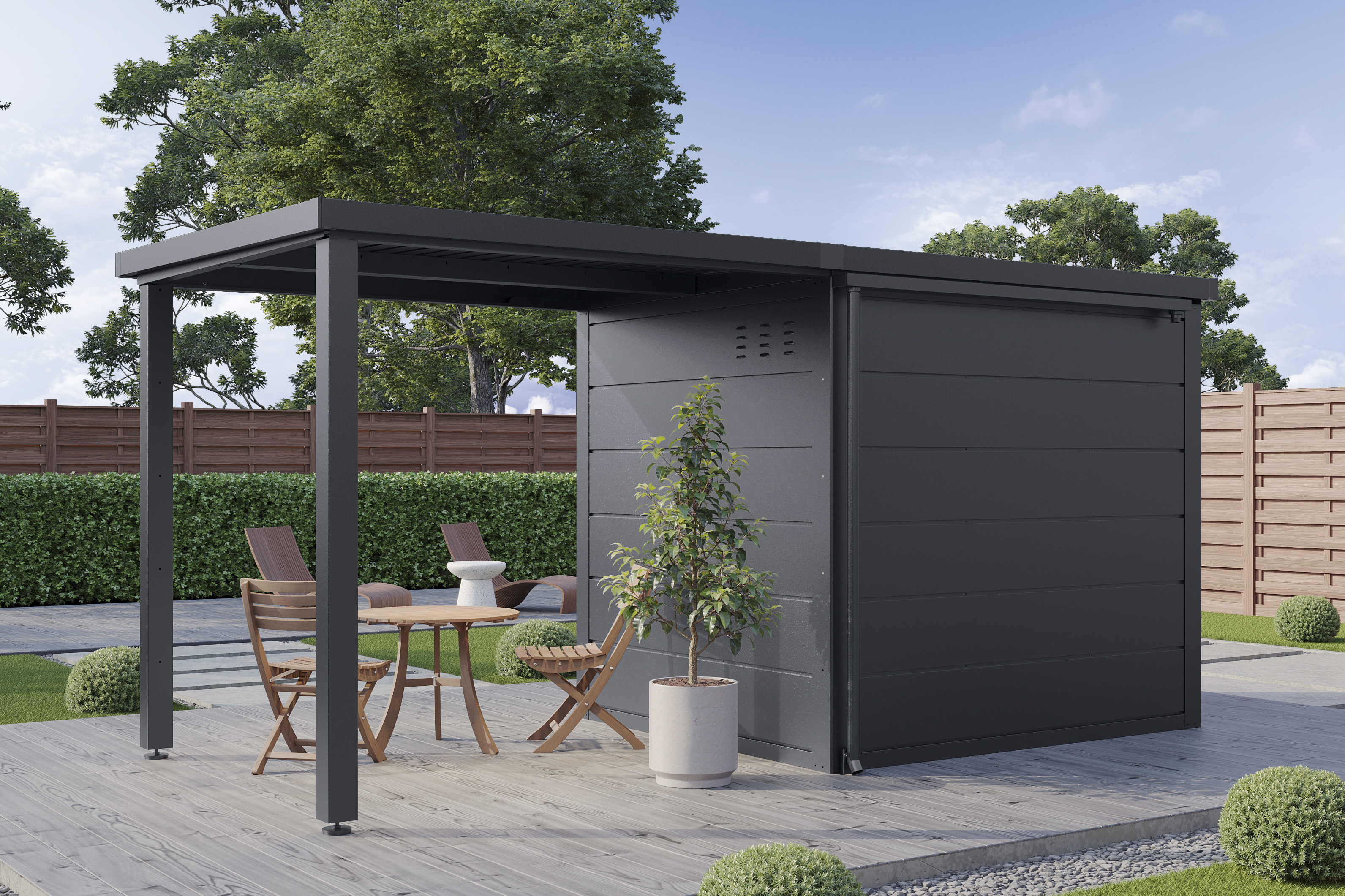 Wolff Finnhaus Metall-Dachrinnenset 580 cm mit 2 Fallrohren für Ulrik & Linnea