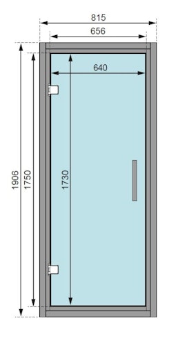 Karibu graphitfarbene Ganzglastür für 38/40 mm Kabinen