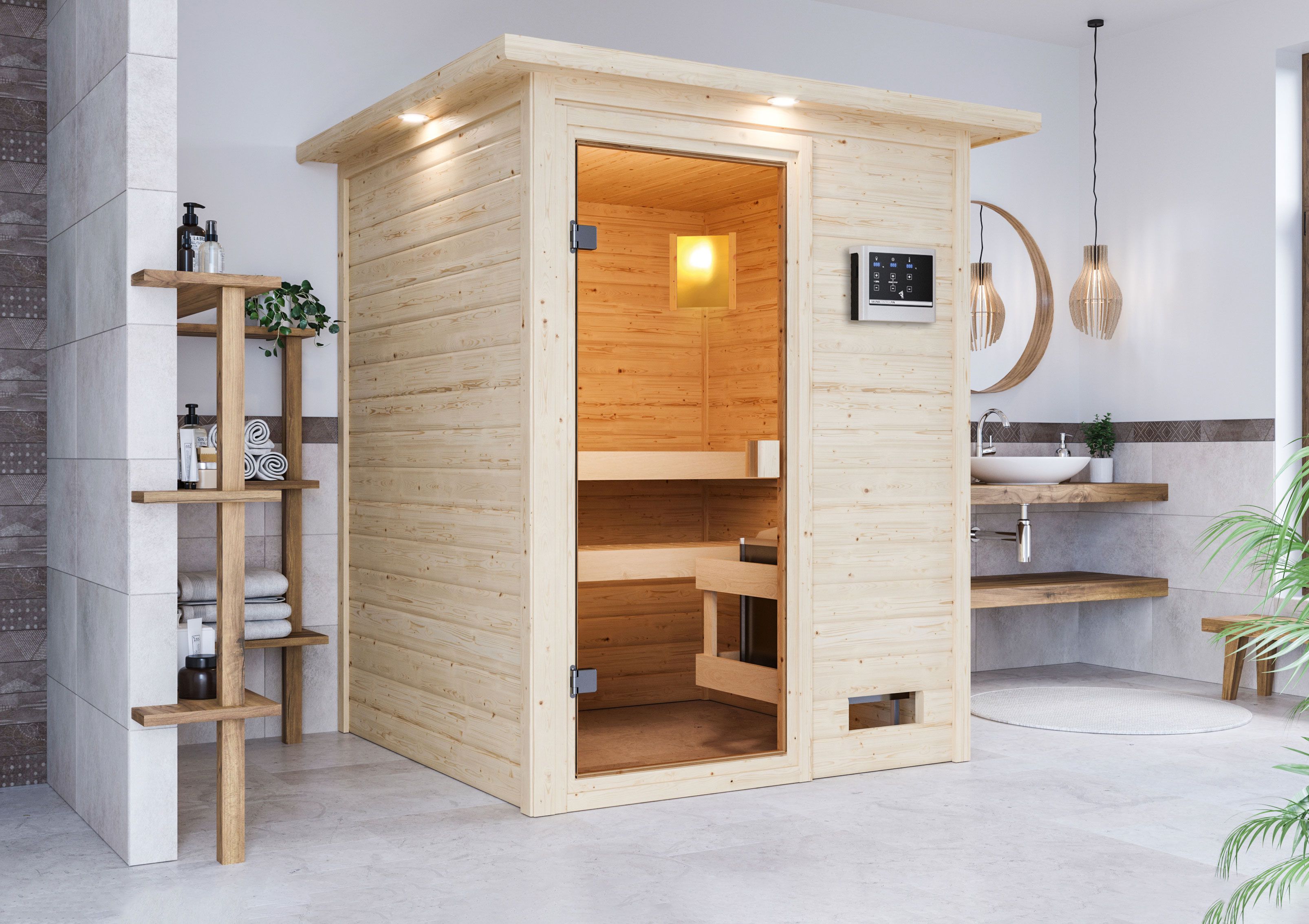 Karibu Woodfeeling Sauna Sandra - 38 mm Massivholz Aktionssauna
