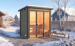 Weka Saunahaus Kaapi 1 mit Ganzglasfront - 40 mm inkl. gratis Sauna-Set im Wert von 70,99 €