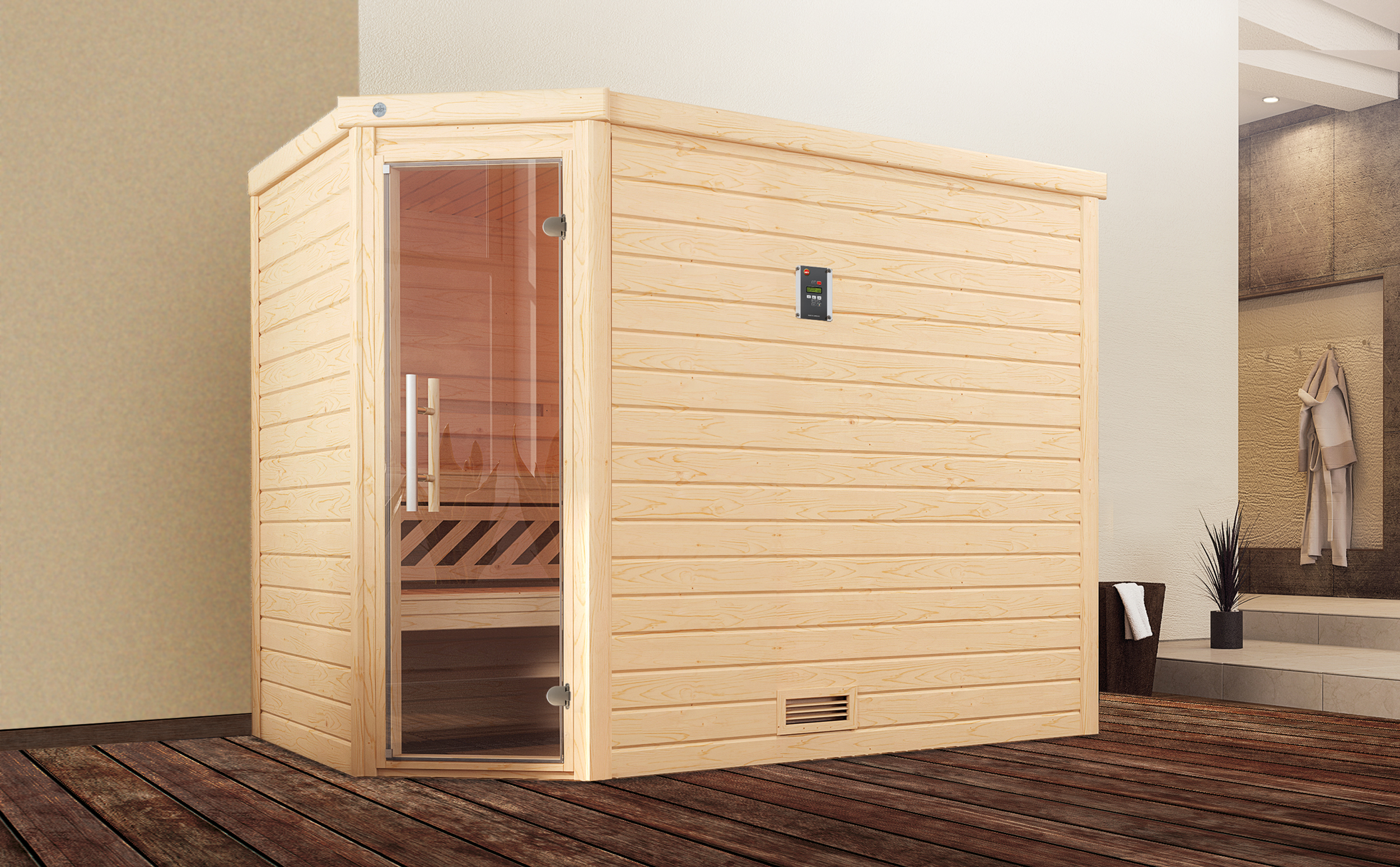 Weka Premium Massivholzsauna Turku 3 Familiensauna - 45 mm