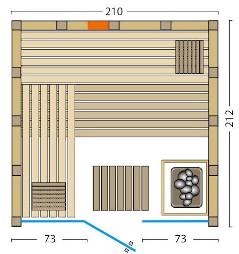 Infraworld Sauna Solido Glas Complete 210 - 40 mm Multifunktionssauna inkl. 5-teiligem gratis Zubehörset