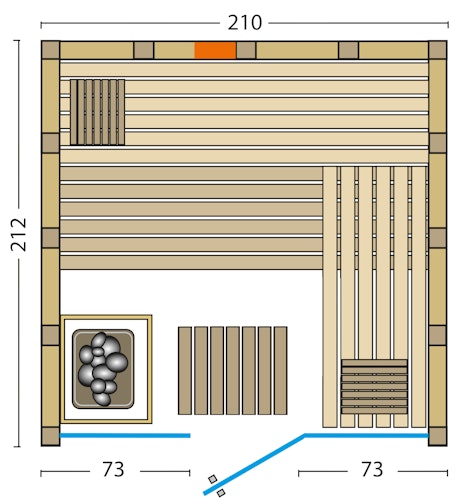 Infraworld Sauna Solido Glas Complete 210 - 40 mm Multifunktionssauna inkl. 5-teiligem gratis Zubehörset