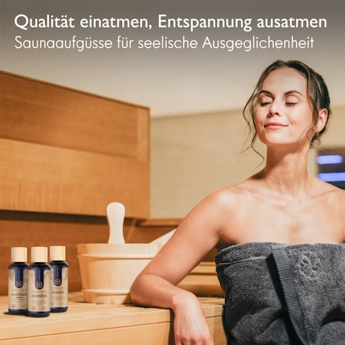 Liebenstein 7-teiliges Premium-Komplettset – Kiefernholz Saunaeimer mit Kelle, 3 x Sauna-Aufguss, Sanduhr & Hygro-/Thermometer