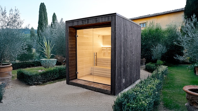 Weka Design Saunahaus Luua Cube mit Thermoholz - 175 mm (Lieferung vormontiert)
