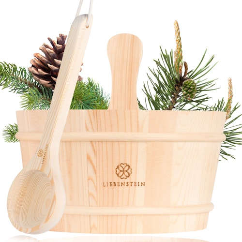 Liebenstein Sauna Eimer mit Kelle aus Kiefernholz (4L)