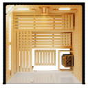 Vorschaubild Infraworld Sauna Panorama Complete 208 Fichte - 75 mm Multifunktionssauna inkl. 5-teiligem gratis Zubehörset