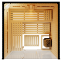 Vorschaubild Infraworld Sauna Panorama Complete 208 Fichte - 75 mm Multifunktionssauna inkl. 5-teiligem gratis Zubehörset