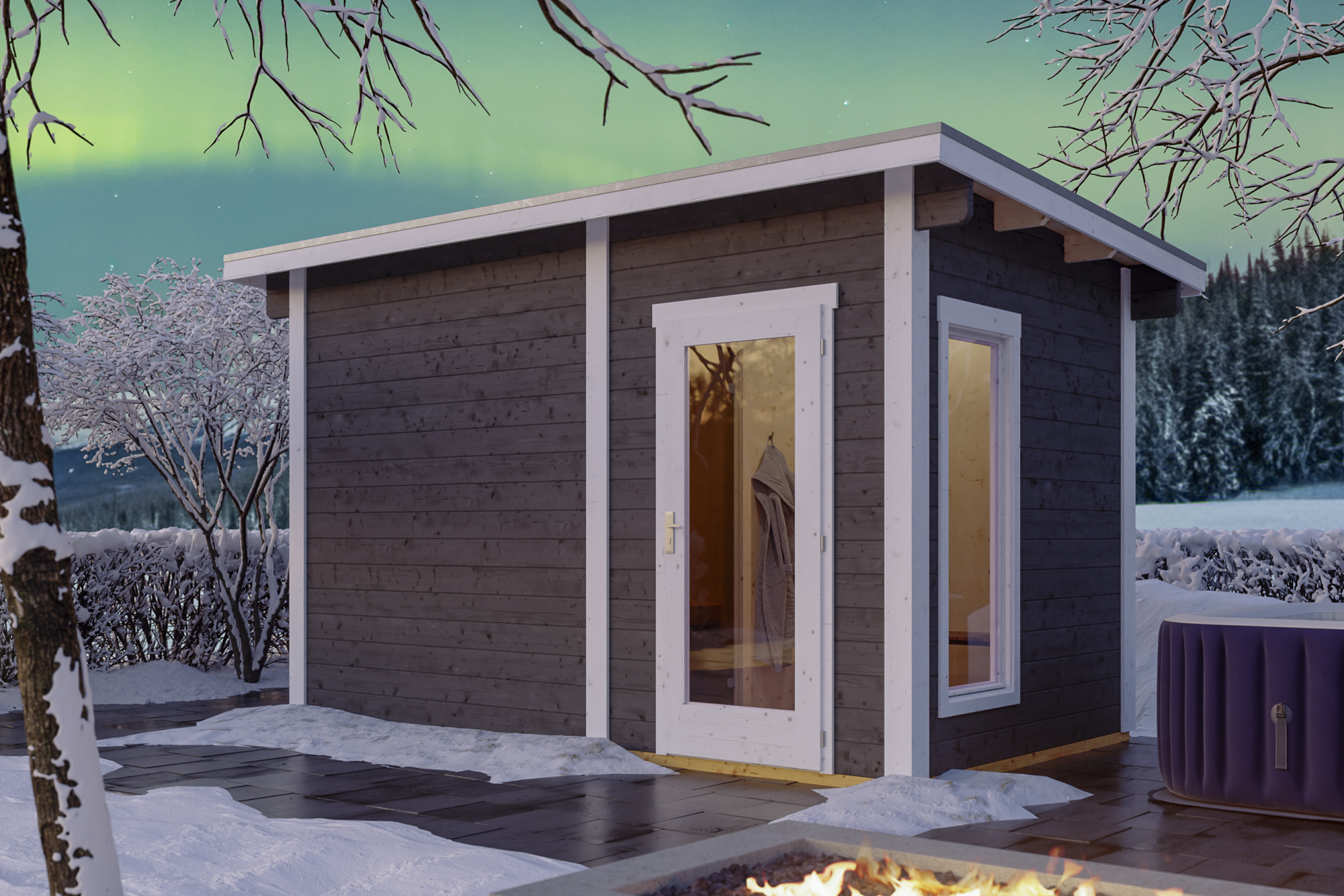 Skan Holz Saunahaus Helsinki 4 - 45 mm Blockbohlen