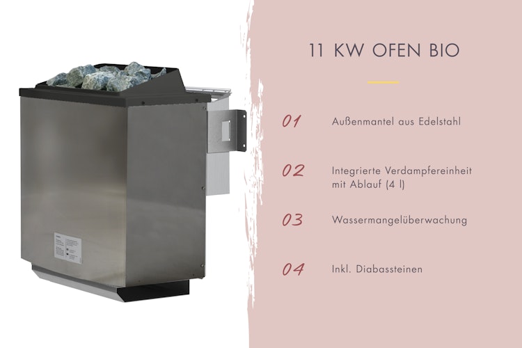 Karibu 11 kW Bio-Kombiofen anthrazit inkl. Huum WLAN Steuergerät mit App-Steuerung
