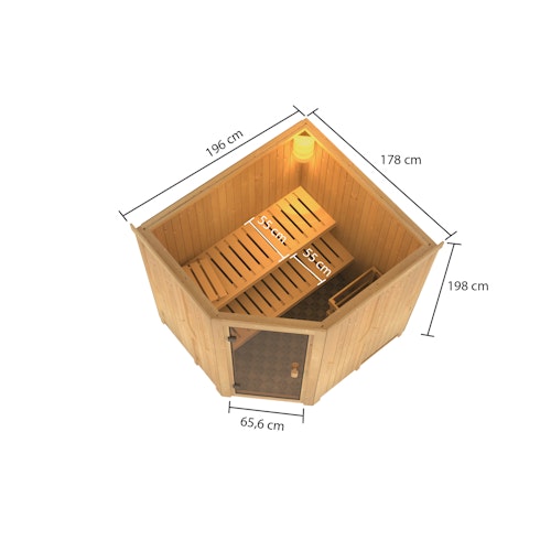 Karibu Woodfeeling Sauna Bodo - 68 mm Aktionssauna inkl. gratis Saunaofen im Wert von 599,99 €