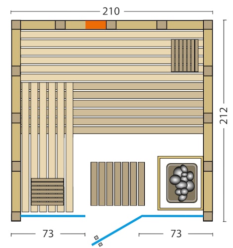 Infraworld Sauna Solido Glas Complete 210 - 40 mm Multifunktionssauna inkl. 5-teiligem gratis Zubehörset