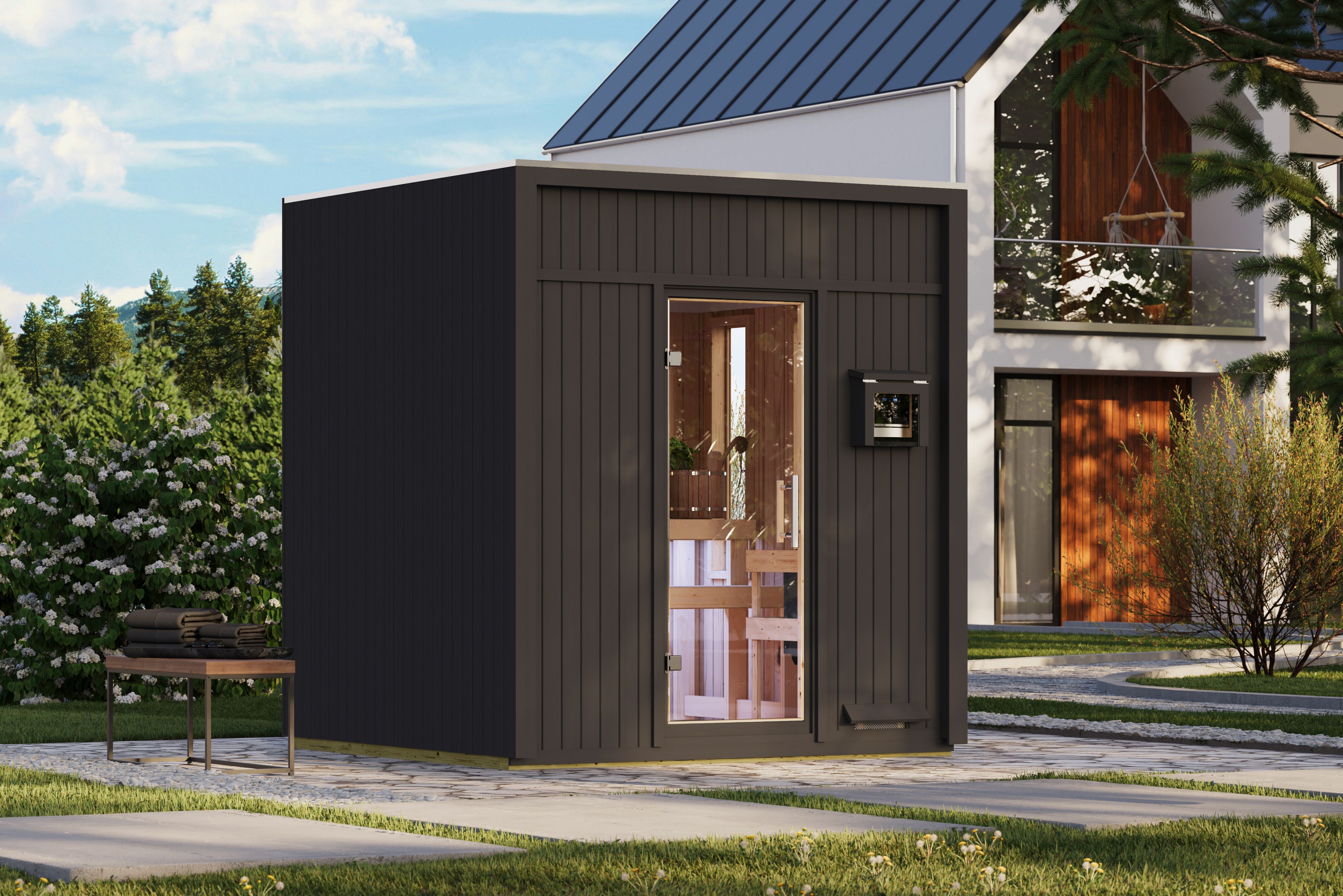 Karibu Design Saunahaus Avenal Blackline - 73 mm