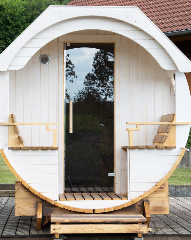 Wolff Finnhaus Saunafass Premium Finja: Tausch der Einzeltür in Glastür
