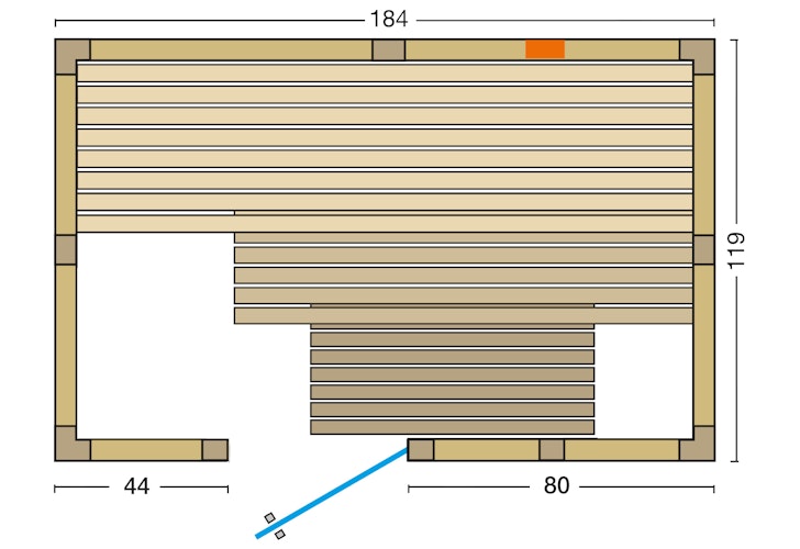 Infraworld Sauna Vitalis 184 Complete Set - 40 mm Massivholzsauna inkl. 5-teiligem gratis Zubehörset