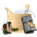 Vorschaubild Liebenstein Sauna - Wohlfühl-Set (Saunaeimer, Saunahandtuch (anthrazit), Aufguss "Auszeit")