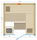 Vorschaubild Infraworld Sauna Panorama Complete 210 Fichte - 75 mm Multifunktionssauna inkl. 5-teiligem gratis Zubehörset