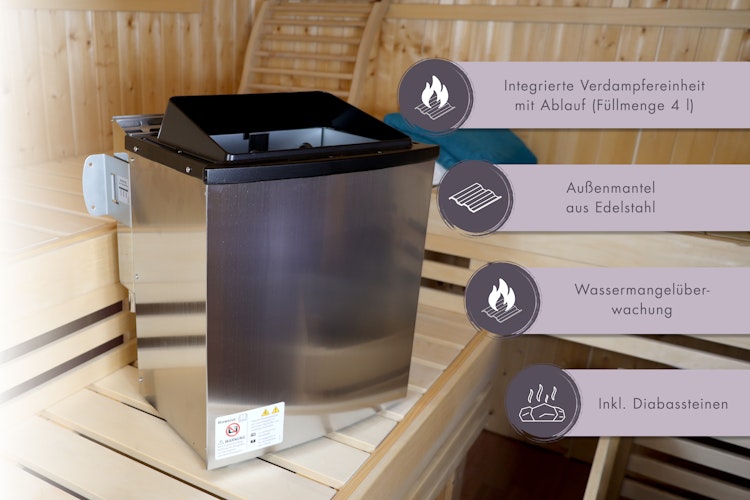 Karibu 11 kW Bio-Kombiofen anthrazit inkl. Huum WLAN Steuergerät mit App-Steuerung