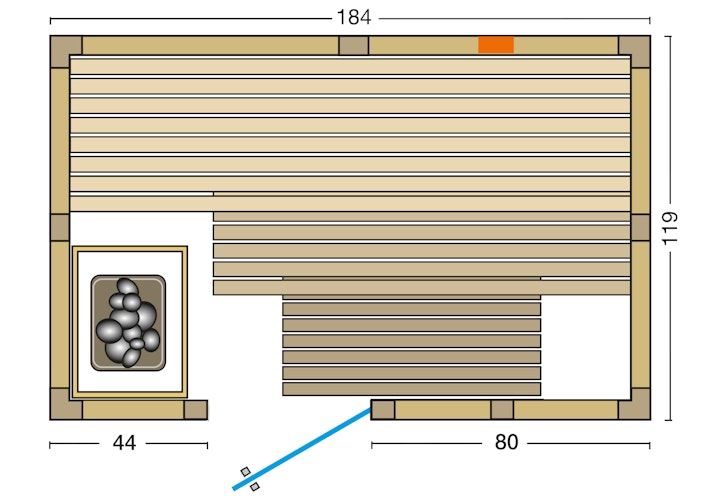 Infraworld Sauna Vitalis 184 Complete Set - 40 mm Massivholzsauna inkl. 5-teiligem gratis Zubehörset