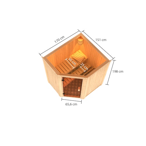 Karibu Woodfeeling Sauna Faurin - 68 mm Aktionssauna inkl. gratis Saunaofen im Wert von 599,99 €