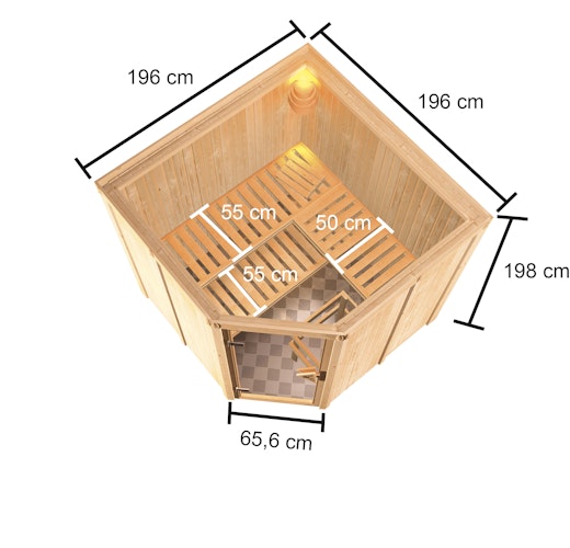 Karibu Woodfeeling Sauna Kotka - 68 mm Aktionssauna inkl. gratis Saunaofen im Wert von 599,99 €