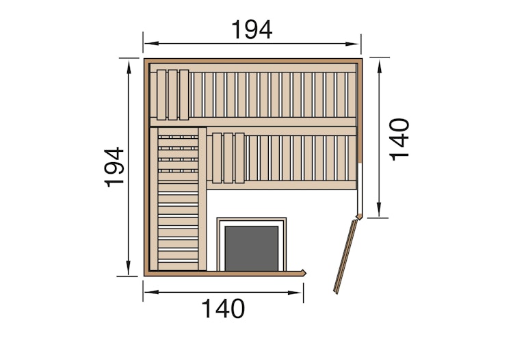 Weka Elementsauna Varberg 3 Trend Familiensauna mit Eckeinstieg & weiß lasierten Fronten - 68 mm